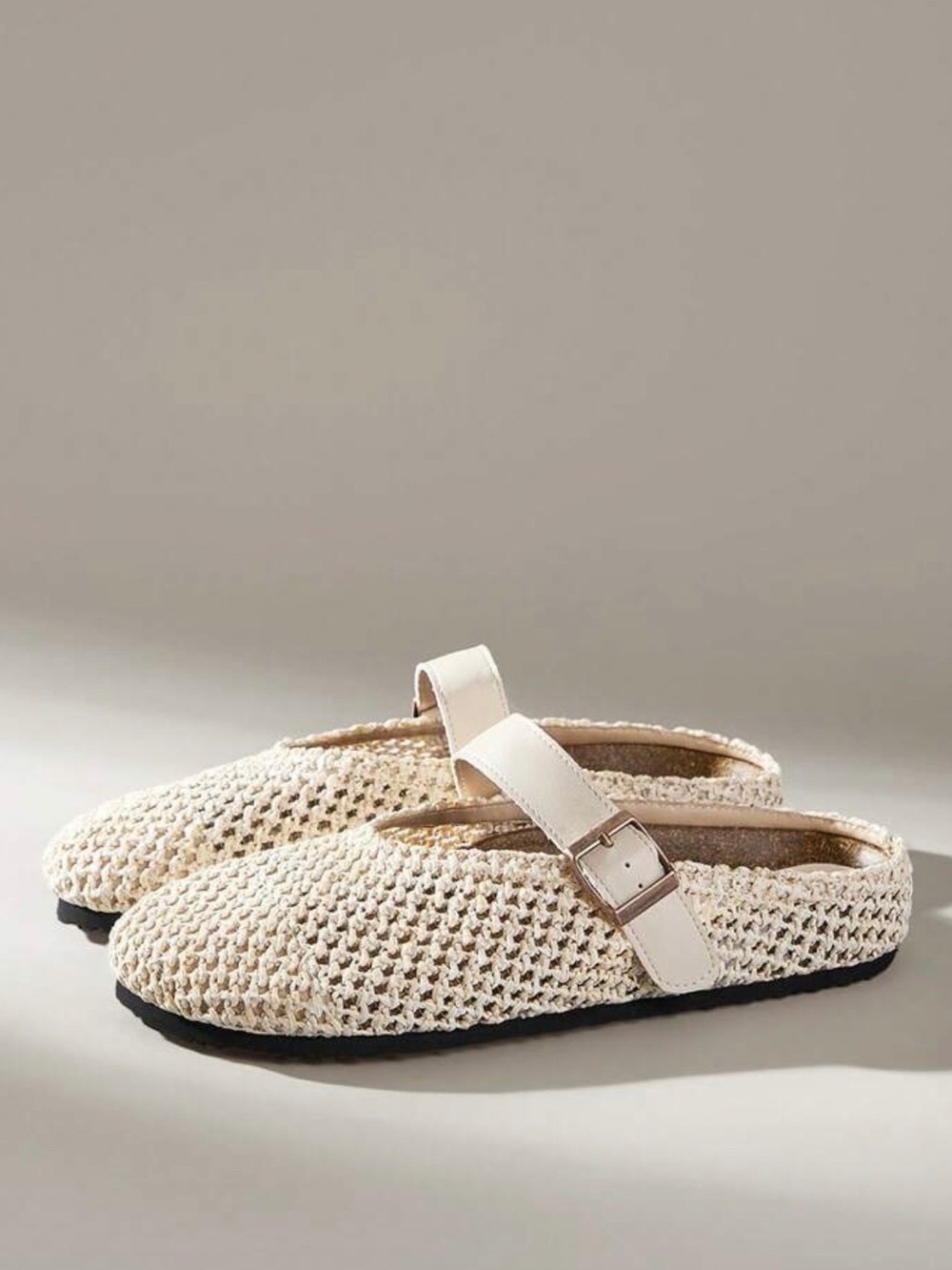 Woven Mary Jane Slip-On Shoes in Cream - Picture 2 of 7
